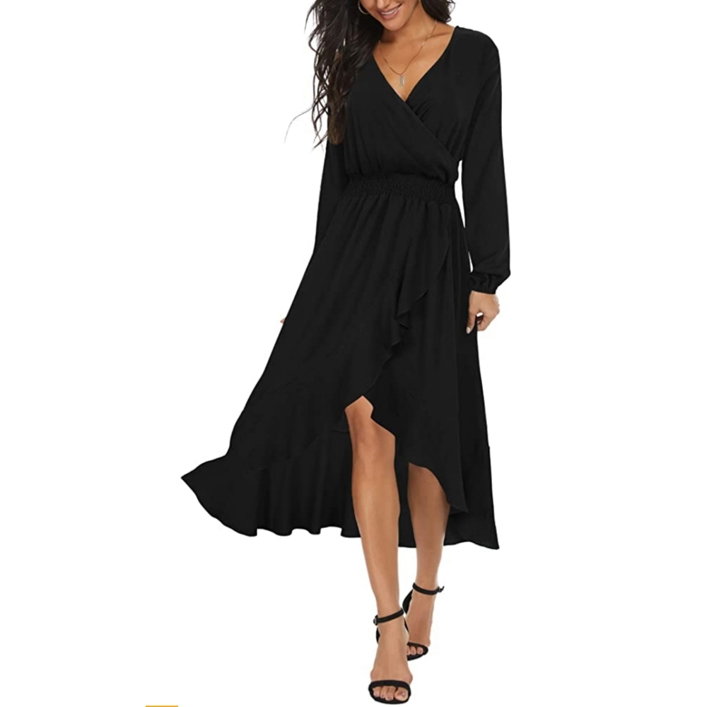 KorMei Faux Wrap Dress XL Black